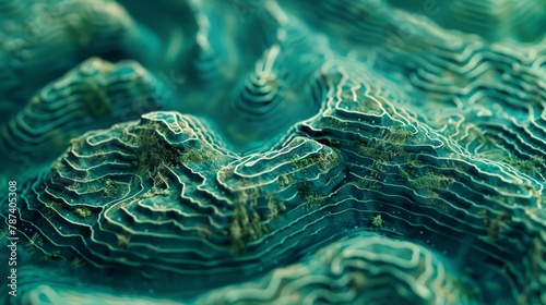 A fingerprint as a topographical map, with deep valleys and rolling hills.