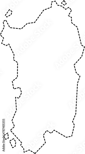 dash line drawing of sardinia island map.