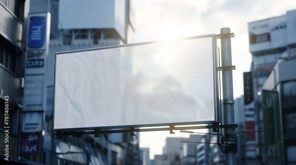 Billboard canvas mockup in city background beautiful weather : Generative AI