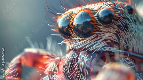 A spider's eye, with the tiny hairs and intricate facets captured in sharp detail.