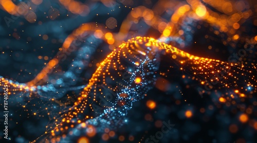 A network of glowing DNA strands forming a digital web, symbolizing the interconnectedness of life.