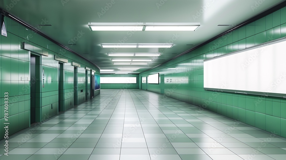 Obraz premium Billboard Banner signage mock up display in subway train station : Generative AI
