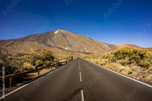 road in the desert of teide in tenerife island