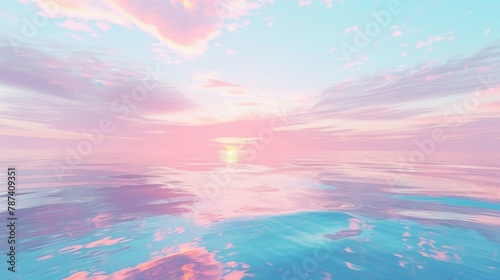 Serene Sunset Over Tranquil Pastel Waters © Oksana Smyshliaeva