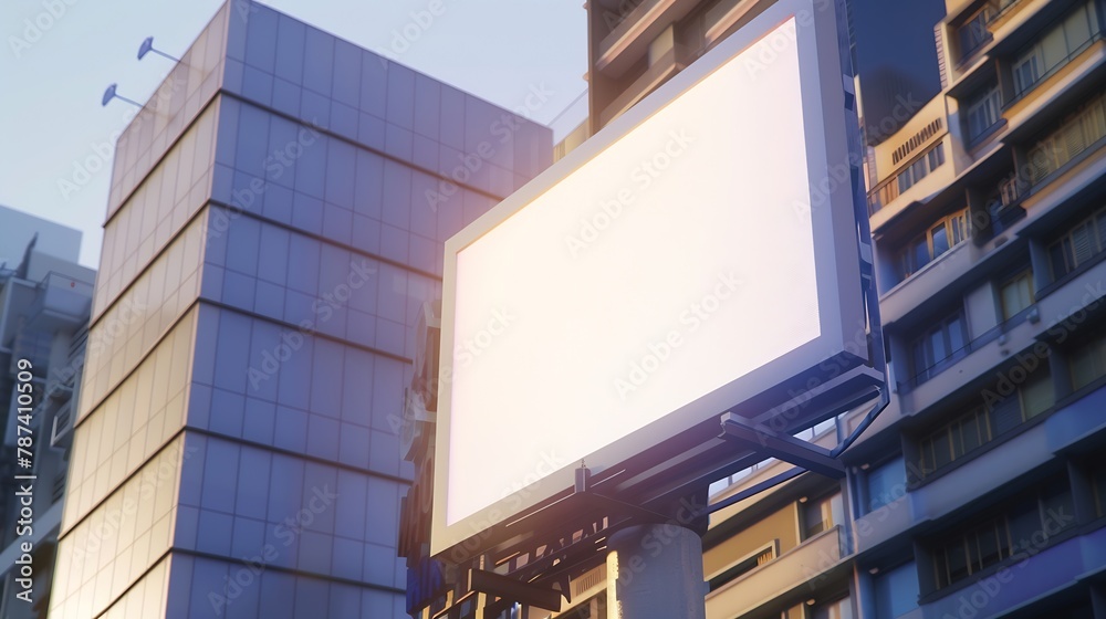 Outdoor billboard advertisement mockup background of buildings in big cities : Generative AI Outdoor billboard advertisement mockup background of buildings in big cities : Generative AI