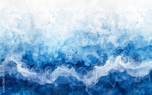 Abstract watercolor paint background in gradient deep blue hues, accentuated by a liquid fluid grunge texture © sanjit536
