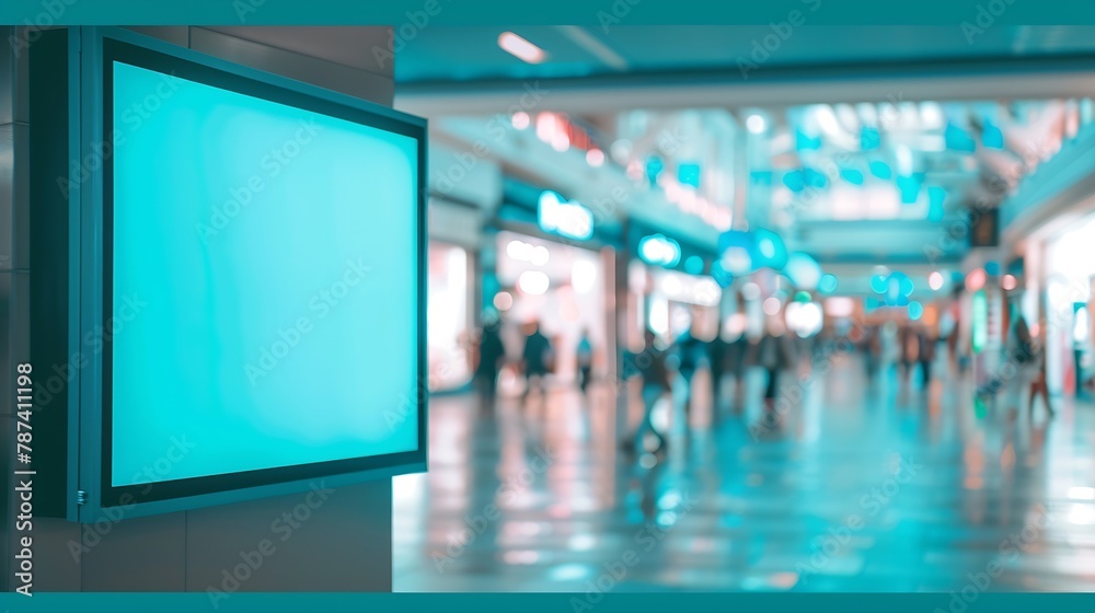 Blue signboard mockup in a mall : Generative AI