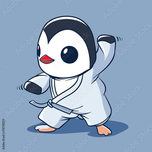 Penguin Karate Vector Illustration of Artistic Character Design © POP Art
