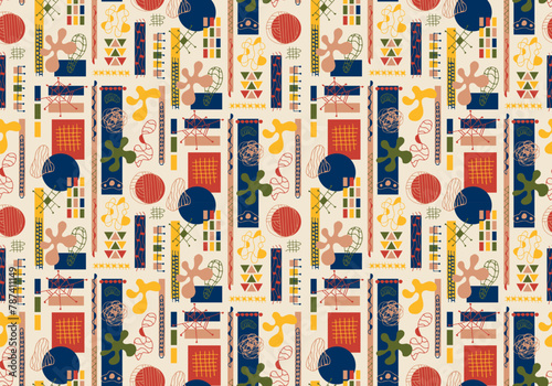 seamless pattern with geometric and abstract shapes. vector illustration