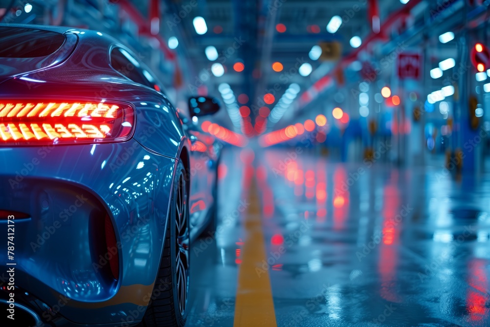 Sleek Sports Car in a Futuristic Setting Sleek Sports Car in a Futuristic Setting