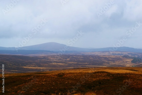 Landscape in Ireland. Misty mountain landscape in autumn.