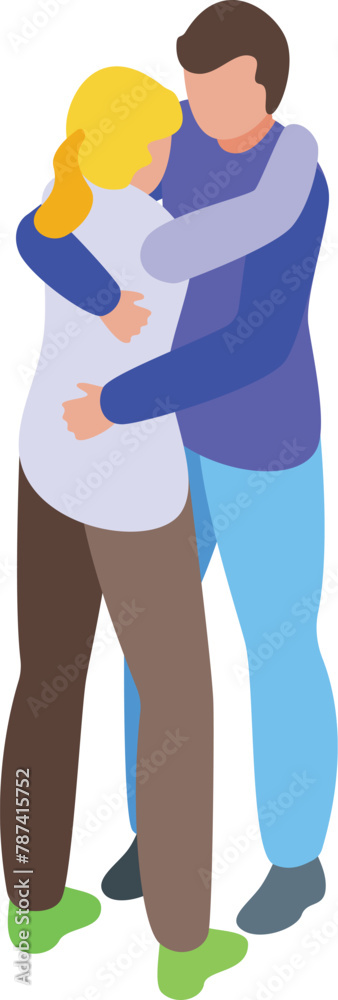 Fototapeta premium Embracing couple icon isometric vector. Street outdoor people. Lifestyle happiness