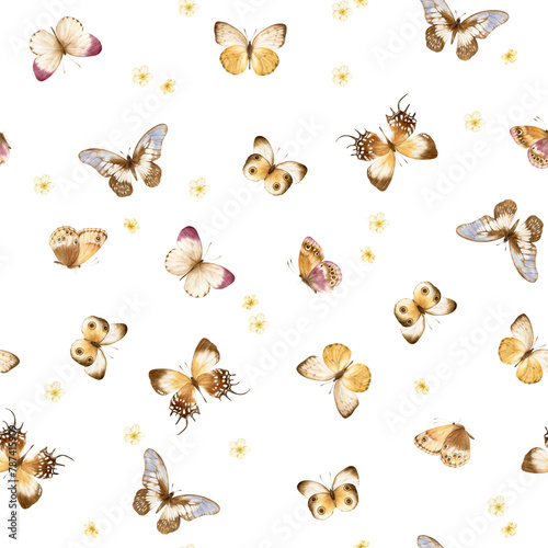 Beautiful floral pattern with butterflies