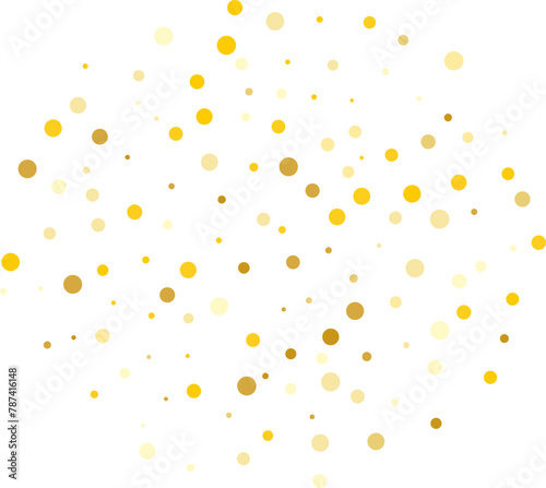 Frame, festive pattern with golden round glitter, confetti. Vector illustration 
