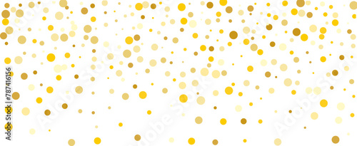 Frame, festive pattern with golden round glitter, confetti. Vector illustration 