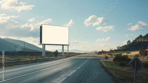 large empty billboard for outdoor advertising on the highway empty billboard in nature by the roadside : Generative AI