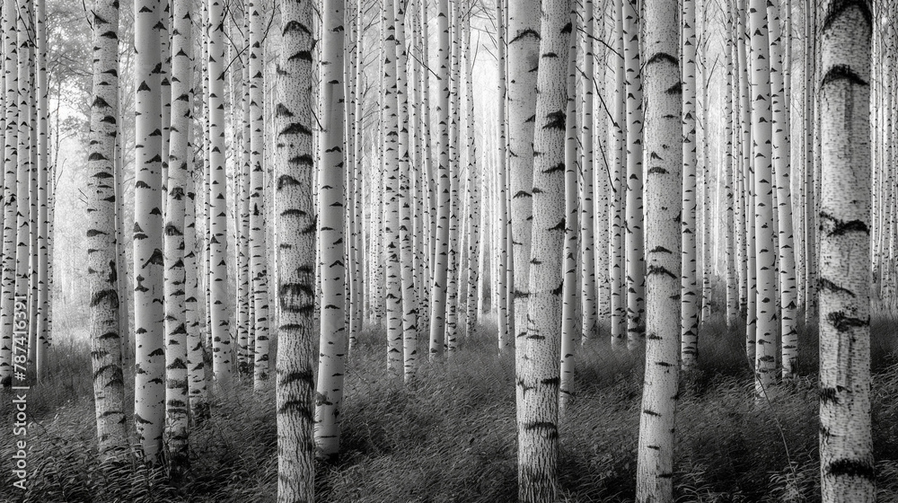 Birch tree forest in summer