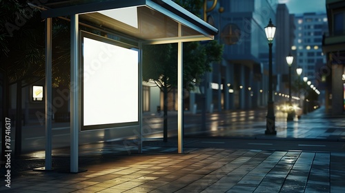 Outdoor advertising mockup for advertising in the bus shelter : Generative AI