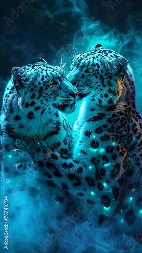 leopard in neon light. © Yahor Shylau 