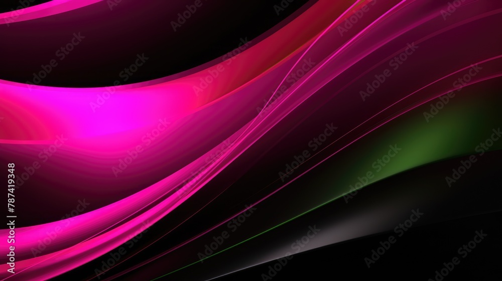 Vibrant Pink and Green Abstract Wavy Lines on Black Background Vibrant Pink and Green Abstract Wavy Lines on Black Background