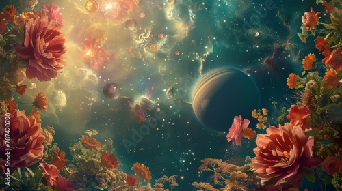 Cosmic Floral Universe: A Surreal Space Garden