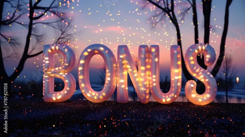 Sparkling Bonus Sign with Evening Ambiance