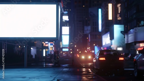 Billboard mock up in night streets of city   Generative AI