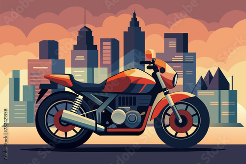 motorcycle with city on a background