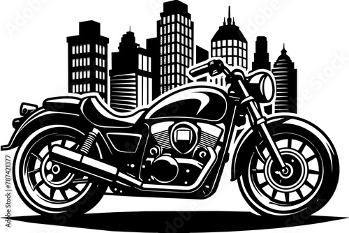 motorcycle with city on a background