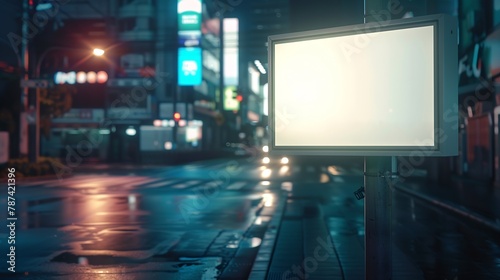 city roadside blank billboard front view : Generative AI