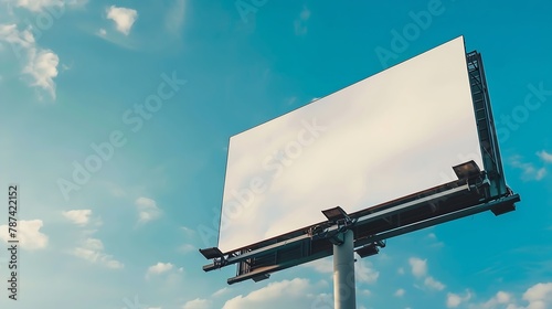 Blank billboard for advertising against blue sky : Generative AI