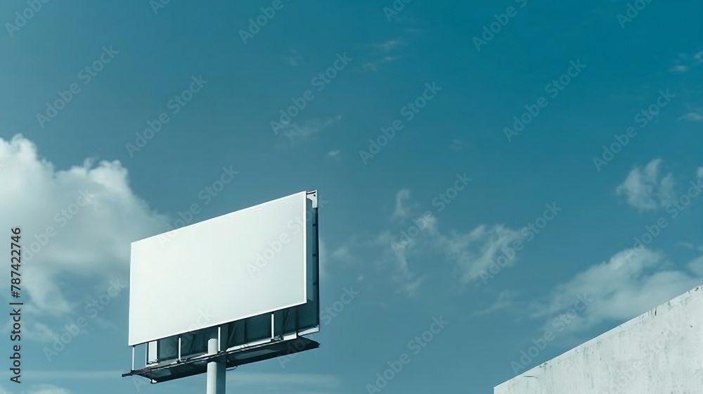 billboard blank and blue sky copy space on white screen : Generative AI billboard blank and blue sky copy space on white screen : Generative AI