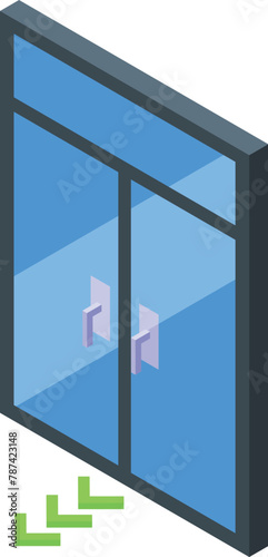 Glass automatic doors icon isometric vector. Enter location. New design