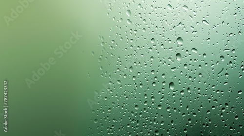 smooth blurry raindropped sage green tinted glass texture slightly, background, copy space photo