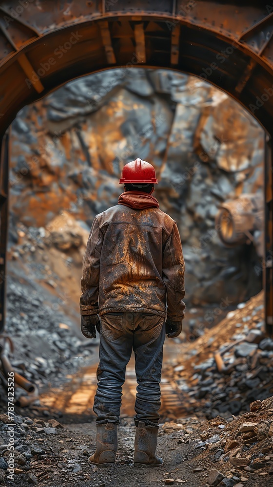 A miner standing at the entrance of a closed mine, illustrating the decline of the industry and job insecurity