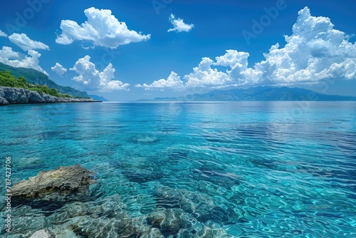 a landscape with the view of water from cliffs