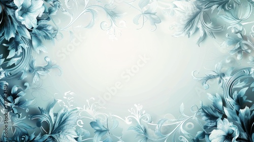 Floral decorative composition on a blue background with beautiful flowers, top view, copy space.