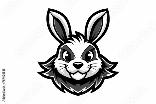 Rabbit mascot logo vector with solid black and white