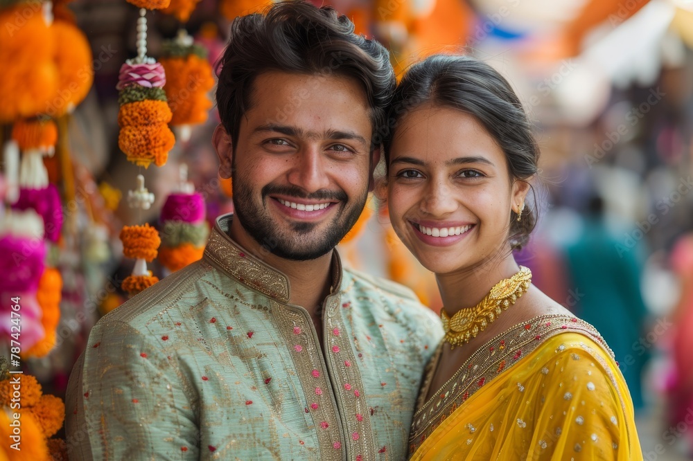Smiling indian woman and man on a bright background Smiling indian woman and man on a bright background