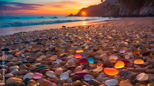 Glass pebbles vibrant colors magnifications beach in night, glass, pebbles, vibrant, colors, magnifications, beach, night, horizontal, photography, color image, no people, close-up, large group