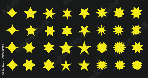 twinkle star  Minimalist silhouette stars icon  twinkle star shape symbols. Modern geometric elements  shining star icons  abstract sparkle black silhouettes symbol set vector illustration 