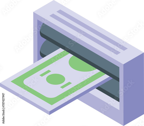 Atm cash out icon isometric vector. Money finance. Support bank drop