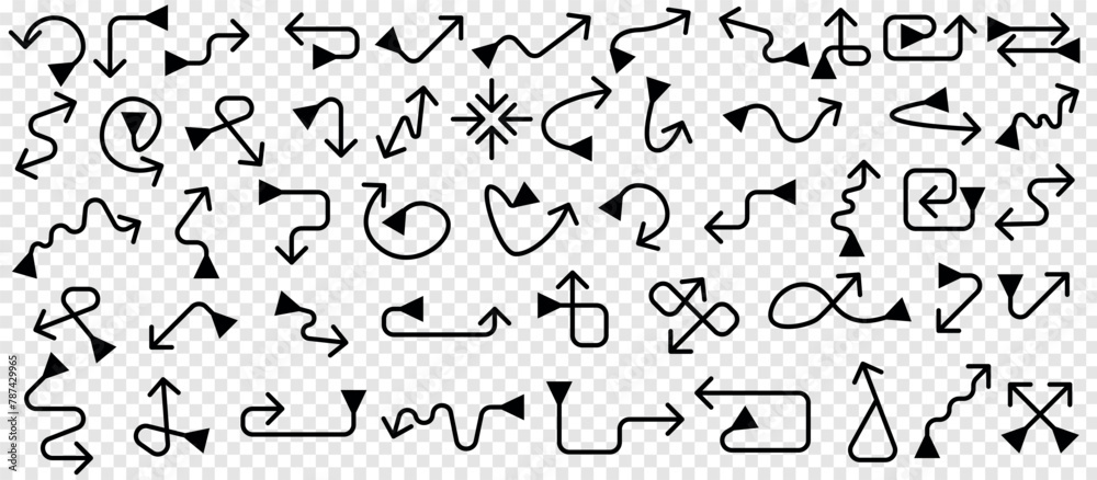 A collection of vector arrows that provide a clean and modern design. These arrows have a linear thin shape and can be used as web design elements, social network icons or graphic projects. A collection of vector arrows that provide a clean and modern design. These arrows have a linear thin shape and can be used as web design elements, social network icons or graphic projects.