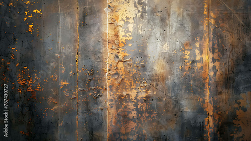 Dark grunge texture. Weathered metal surface with cracks and peeling paint.