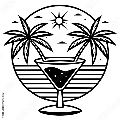 illustration of a glass of fresh cocktail drink to enjoy summer. suitable for t-shirt designs. like vector design