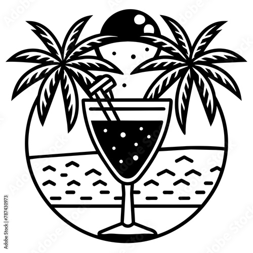 illustration of a glass of fresh cocktail drink to enjoy summer. suitable for t-shirt designs. like vector design