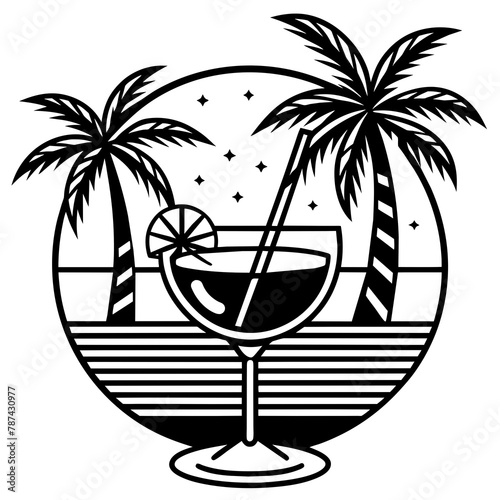 illustration of a glass of fresh cocktail drink to enjoy summer. suitable for t-shirt designs. like vector design