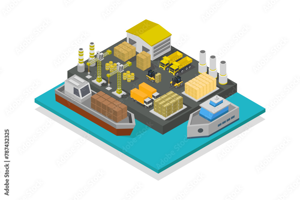 Obraz premium Isometric seaport