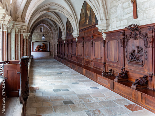 Heiligenkreuz, Austria - April 14, 2024: overall view on the details of exterior and interior of the Stift Heiligenkreuz photo