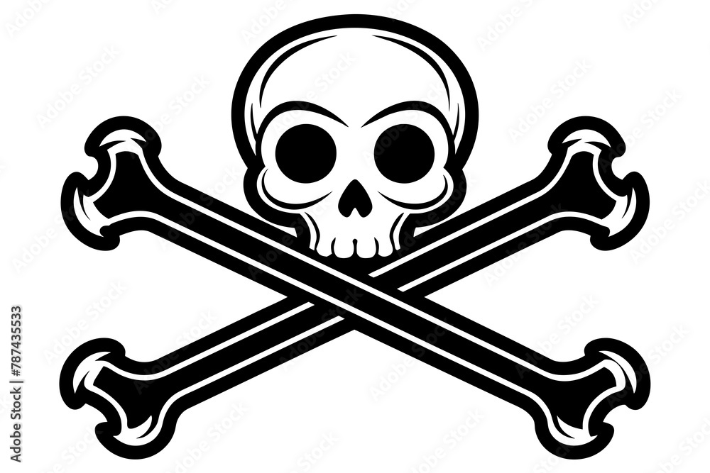 Crossbones and skull death flat vector icon for apps and games
